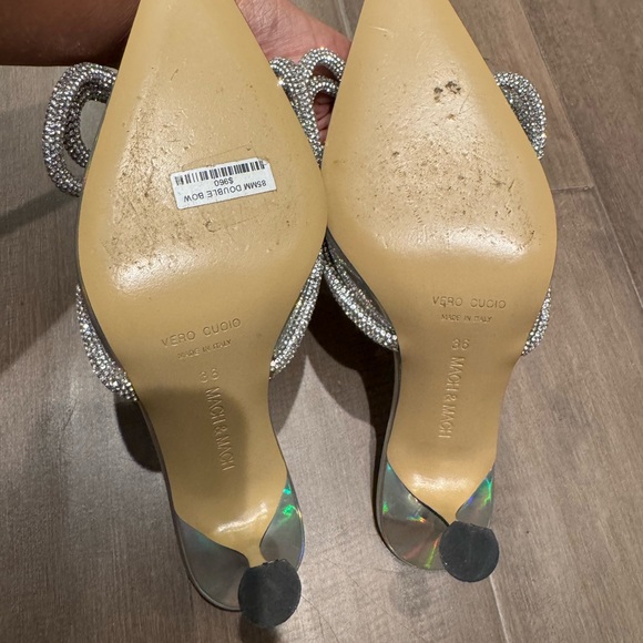 Elegant Silver Women's Heels with Rhinestone Bow - Picture 7 of 7